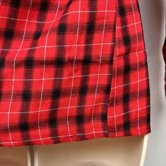 Meaneor red and black plaid button-down long sleeve collar shirt for wom… - Picture 10 of 13